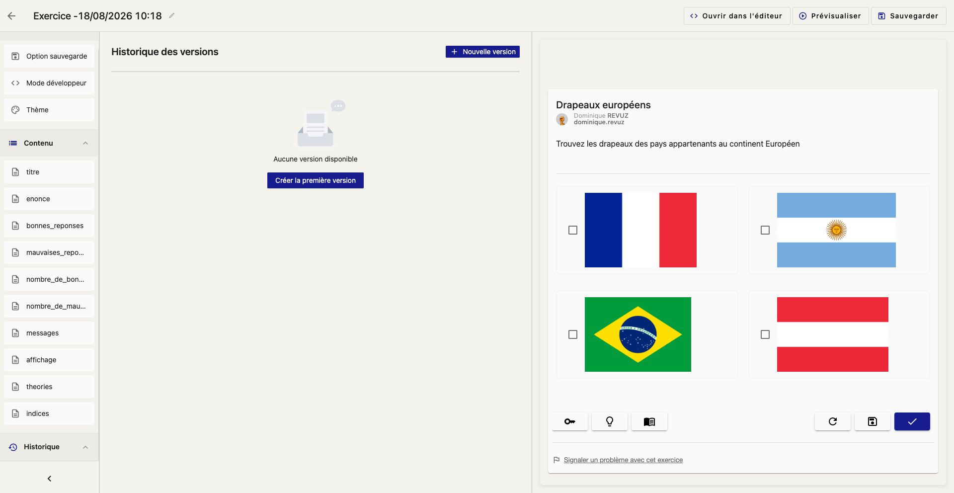 Historique des versions